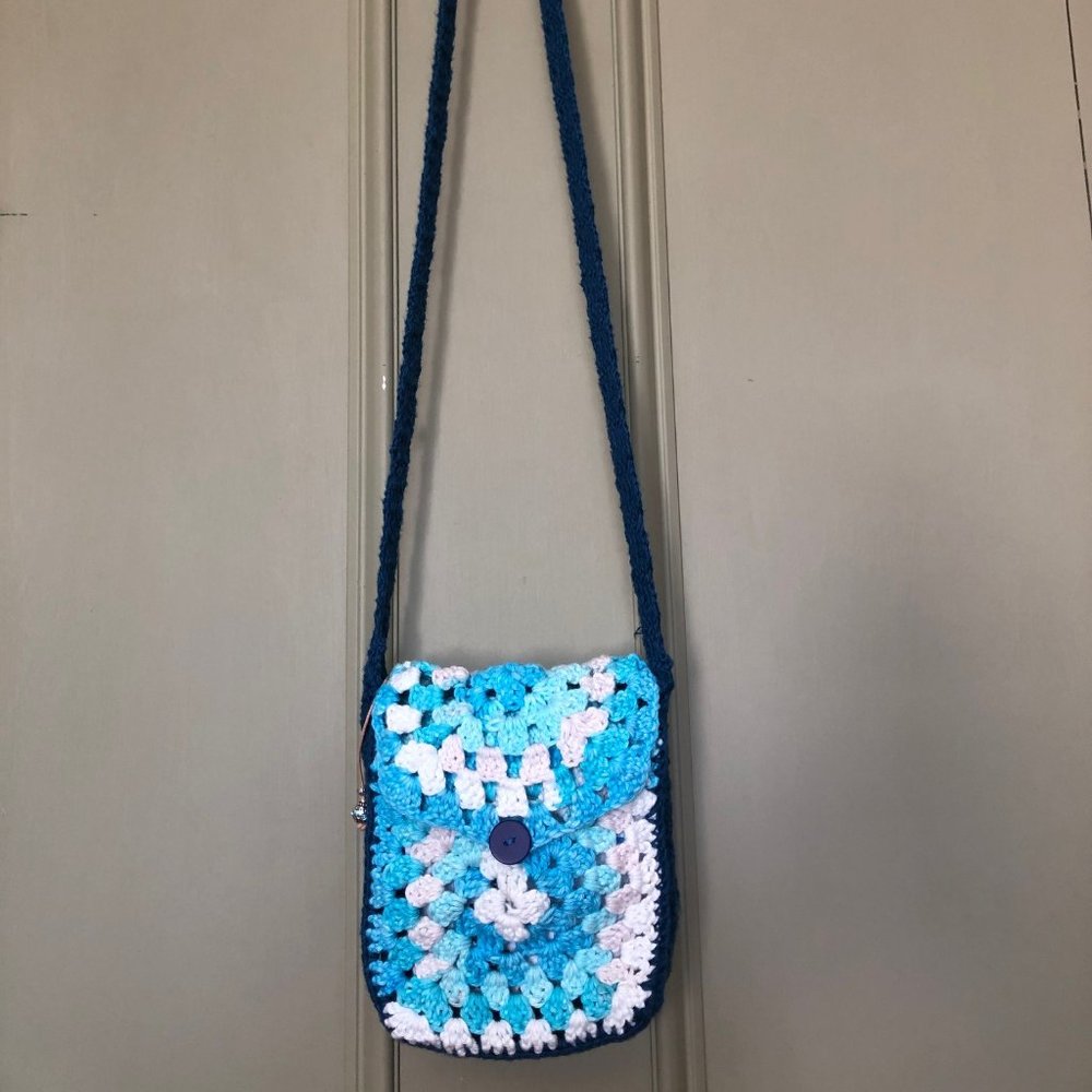 Monochromatic Blue Cross body crochet Bag